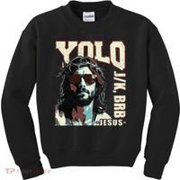 YOLO LOL JK BRB Jesus Funny Easter Christians Resurrection Kids Sweatshirt thumb 0