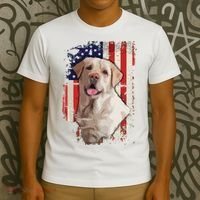 Yellow Labrador Labs Patriotic American Flag Dog 4th Of July T-Shirt thumb 3