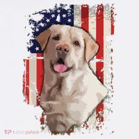 Yellow Labrador Labs Patriotic American Flag Dog 4th Of July T-Shirt thumb 7