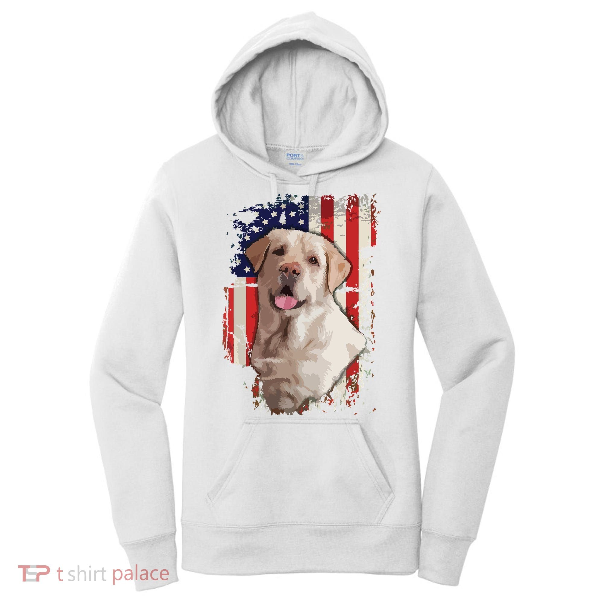 Yellow Labrador Labs Patriotic American Flag Dog 4th Of July Women's Hoodie