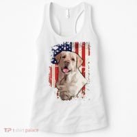 Yellow Labrador Labs Patriotic American Flag Dog 4th Of July Women's Tank Top thumb 0