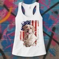 Yellow Labrador Labs Patriotic American Flag Dog 4th Of July Women's Tank Top thumb 3