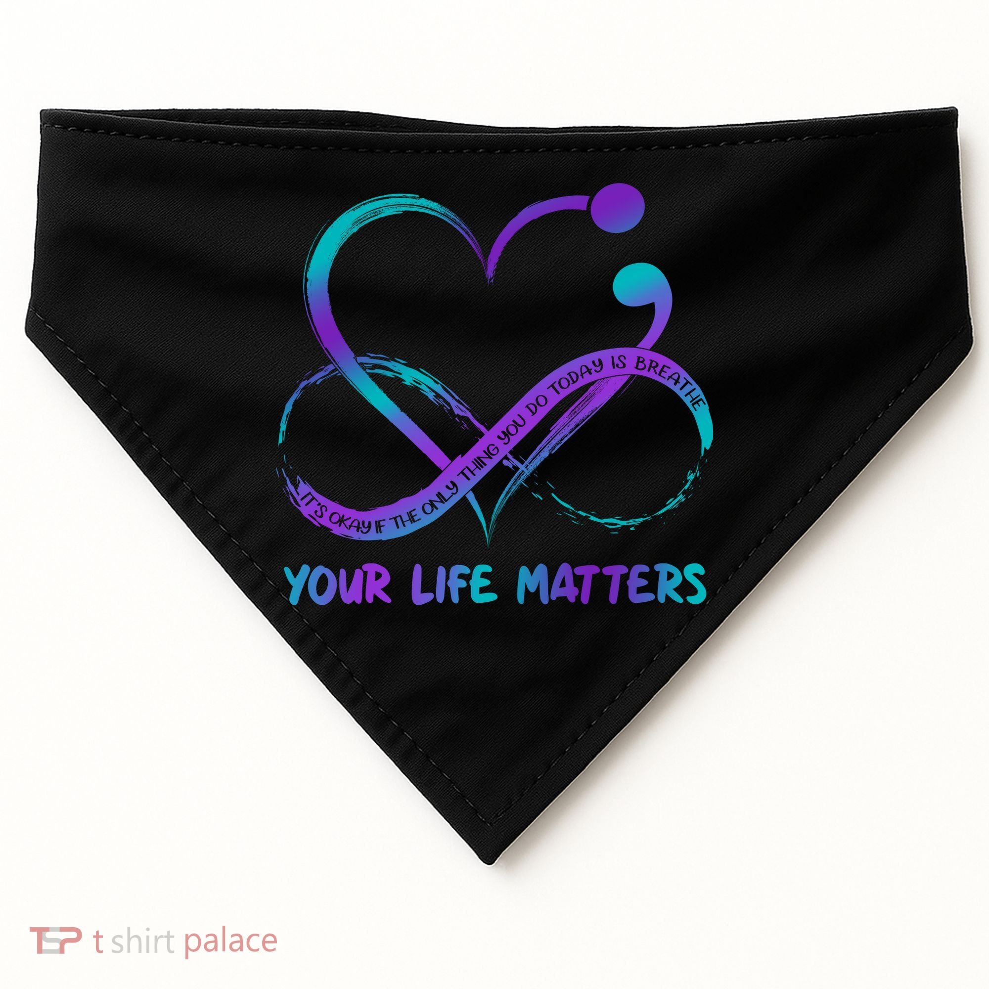 Your Life Matters Suicide Prevention Awareness Infinity Heart USA-Made Doggie Bandana