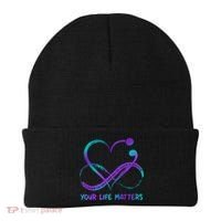 Your Life Matters Suicide Prevention Awareness Infinity Heart Beanie thumb 0