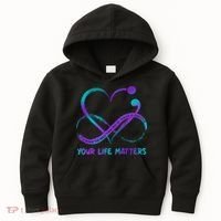 Your Life Matters Suicide Prevention Awareness Infinity Heart Kids Hoodie thumb 0