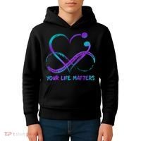 Your Life Matters Suicide Prevention Awareness Infinity Heart Kids Hoodie thumb 4