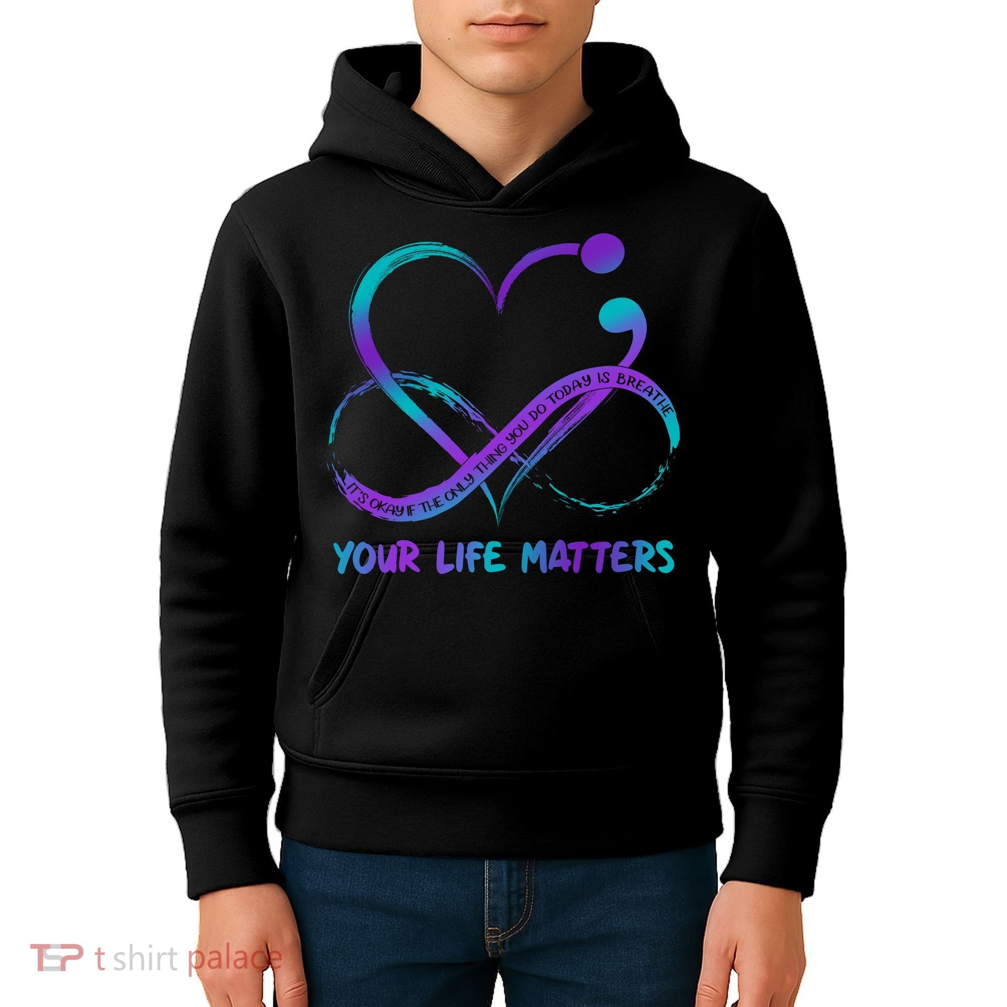 Your Life Matters Suicide Prevention Awareness Infinity Heart Kids Hoodie