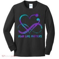 Your Life Matters Suicide Prevention Awareness Infinity Heart Kids Long Sleeve Shirt thumb 0