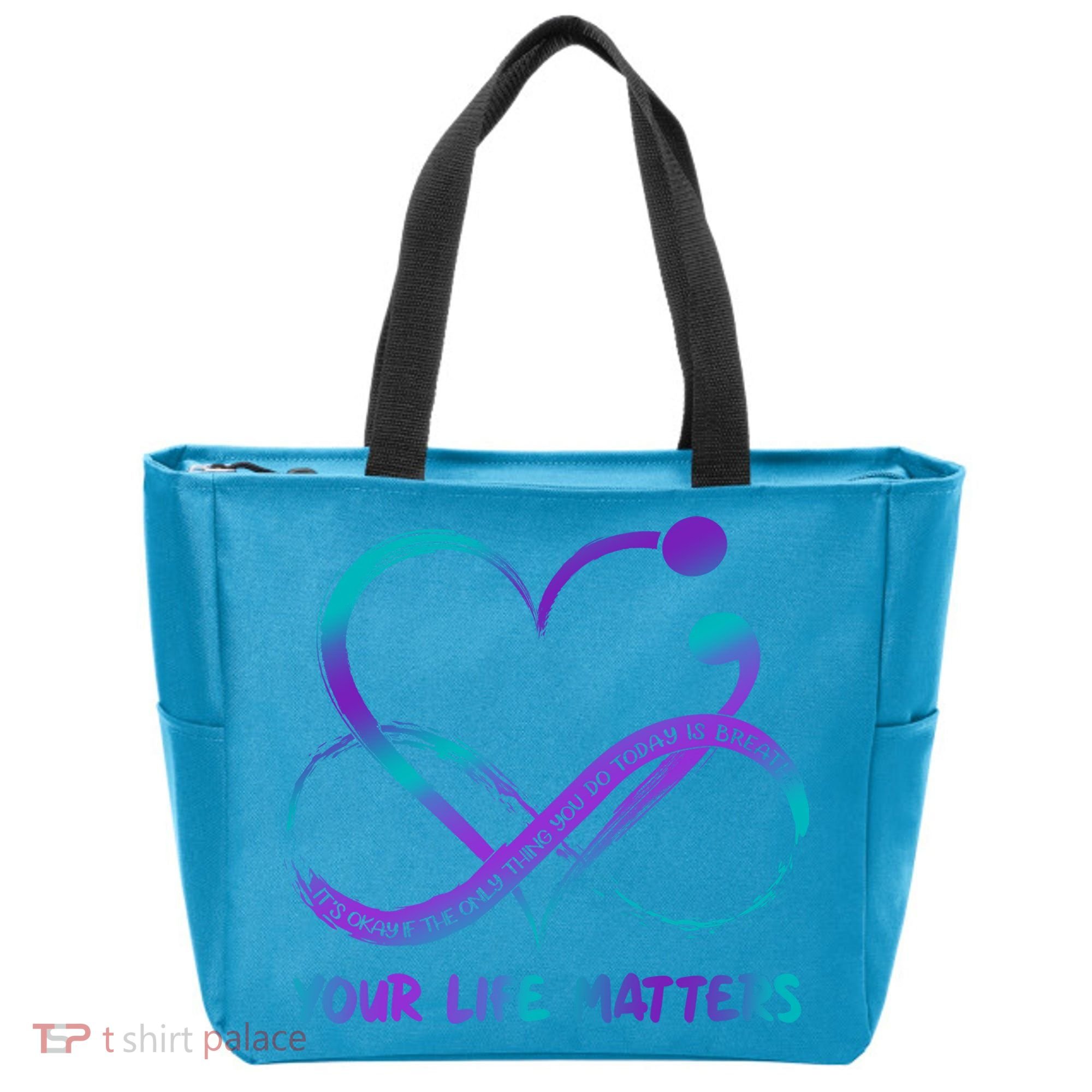 Your Life Matters Suicide Prevention Awareness Infinity Heart Tote Bag