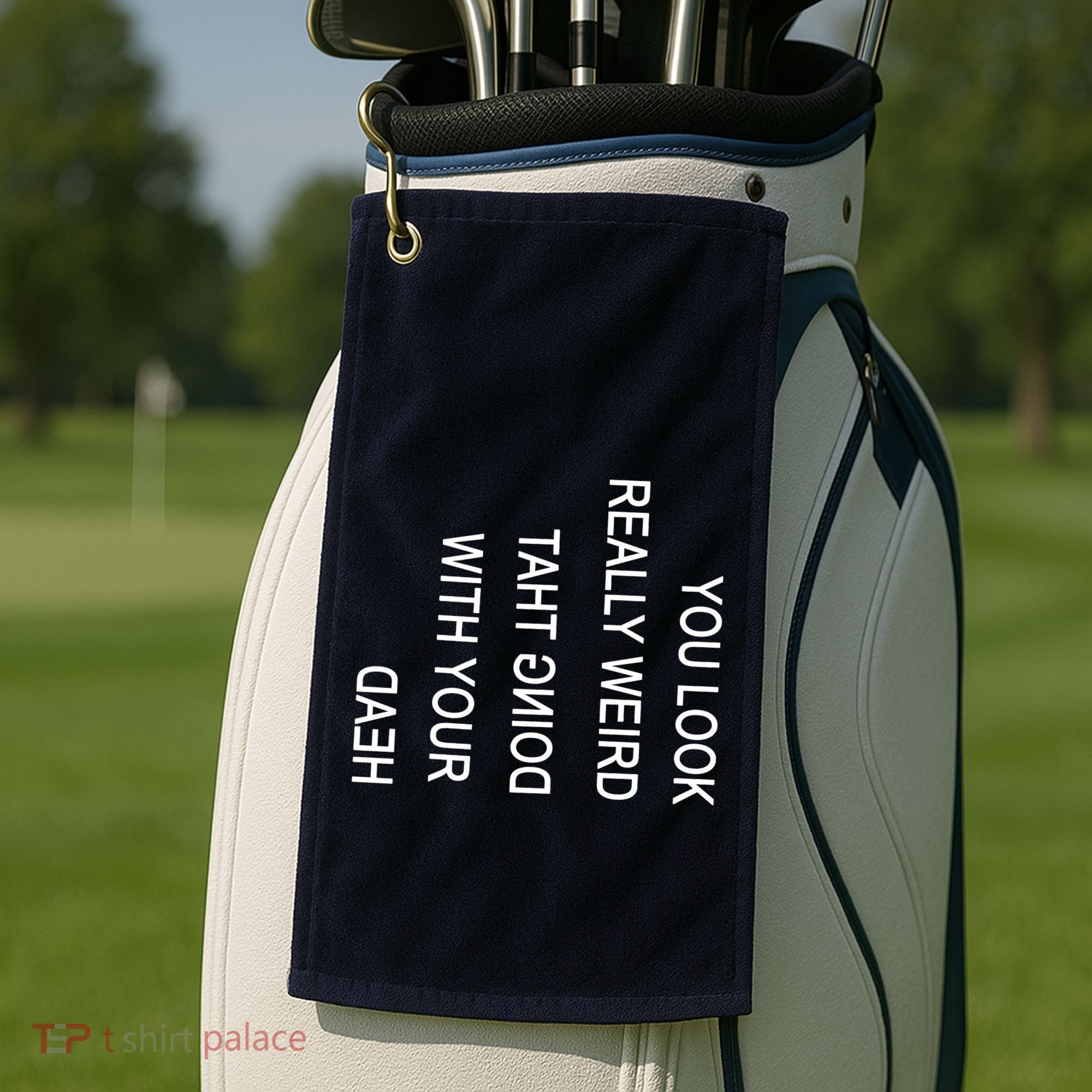 You Look Really Weird Doing That With Your Head Funny Text Golf Towel
