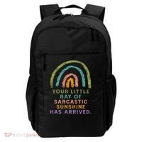 Your Little Ray Of Sarcastic Sunshine Has Arrived Rainbow Funny Backpack thumb 0