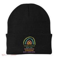 Your Little Ray Of Sarcastic Sunshine Has Arrived Rainbow Funny Beanie thumb 0