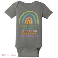 Your Little Ray Of Sarcastic Sunshine Has Arrived Rainbow Funny Baby Bodysuit thumb 0