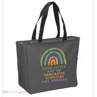 Your Little Ray Of Sarcastic Sunshine Has Arrived Rainbow Funny Tote Bag thumb 2