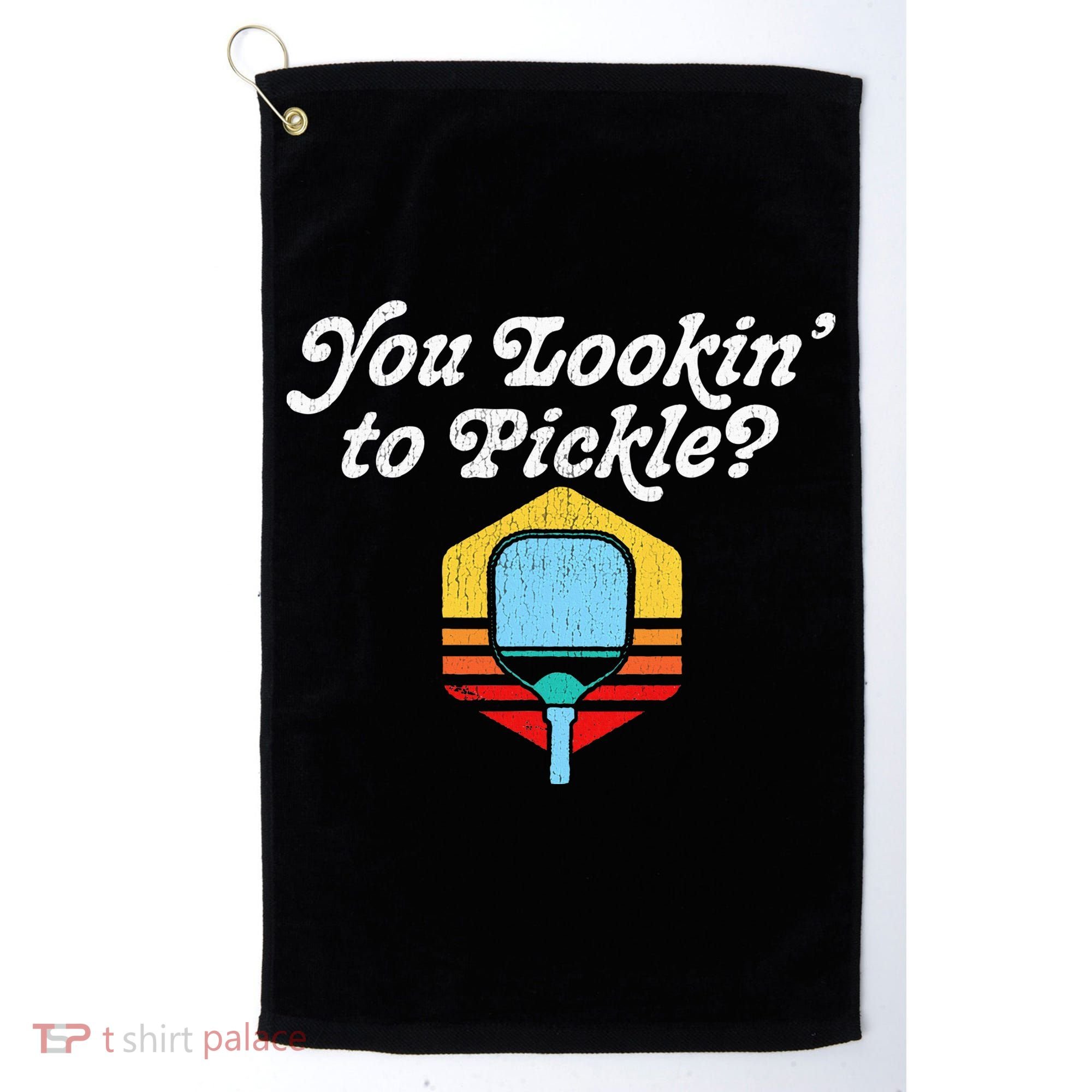 You Lookin To Pickle Pickleball Retro 80s Golf Towel