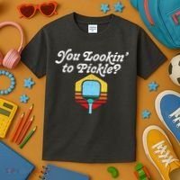 You Lookin To Pickle Pickleball Retro 80s Kids T-Shirt thumb 3