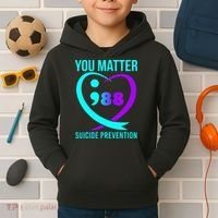 You Matter 988 Suicide Prevention Awareneess Kids Hoodie thumb 2