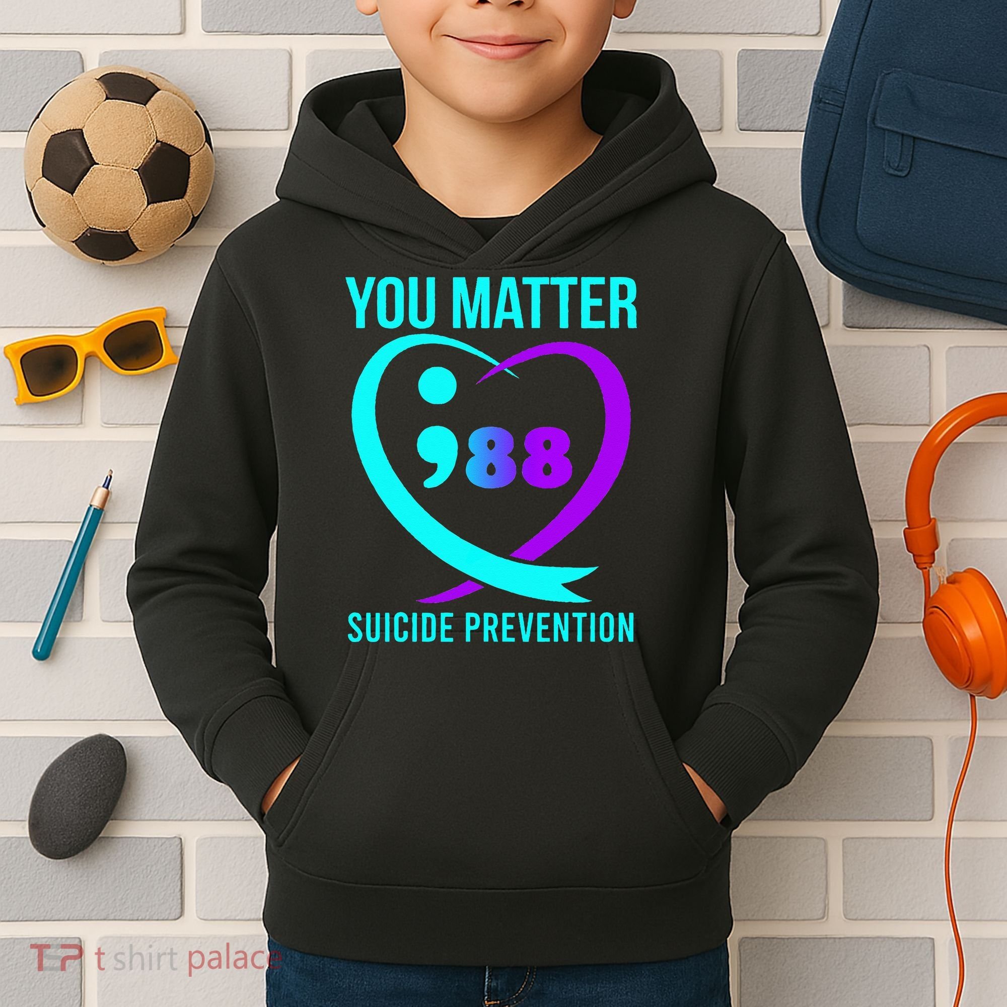 You Matter 988 Suicide Prevention Awareneess Kids Hoodie