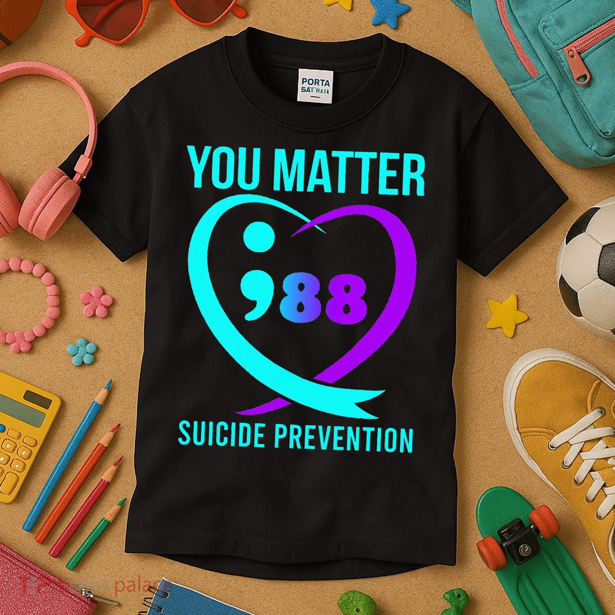You Matter 988 Suicide Prevention Awareneess Kids T-Shirt