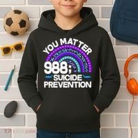 You Matter 988 Semicolon Suicide Prevention Kids Hoodie thumb 2