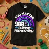 You Matter 988 Semicolon Suicide Prevention Kids T-Shirt thumb 3