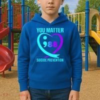 You Matter 988 Suicide Prevention Awareneess Kids Hoodie thumb 2