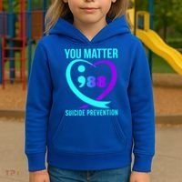 You Matter 988 Suicide Prevention Awareneess Kids Hoodie thumb 3