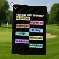 You May Ask Yourself Classic 80S Pop Music Golf Towel thumb 1