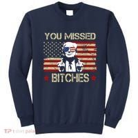 You Missed B!!Ches Donald Trump Middle Finger Usa Flag Sweatshirt thumb 0