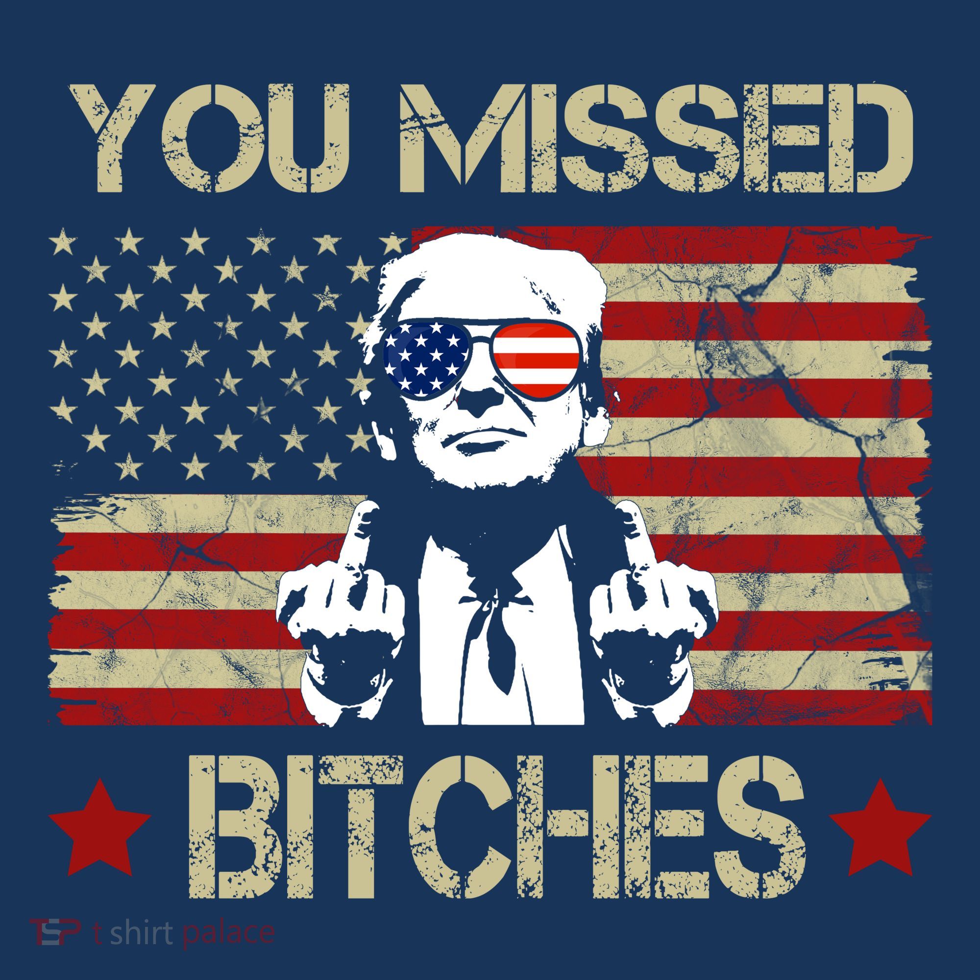 You Missed B!!Ches Donald Trump Middle Finger Usa Flag Sweatshirt
