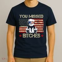 You Missed B!!Ches Donald Trump Middle Finger Usa Flag T-Shirt thumb 3