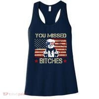 You Missed B!!Ches Donald Trump Middle Finger Usa Flag Women's Tank Top thumb 0