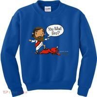You Mad Bro Funny Jesus Kids Sweatshirt thumb 0