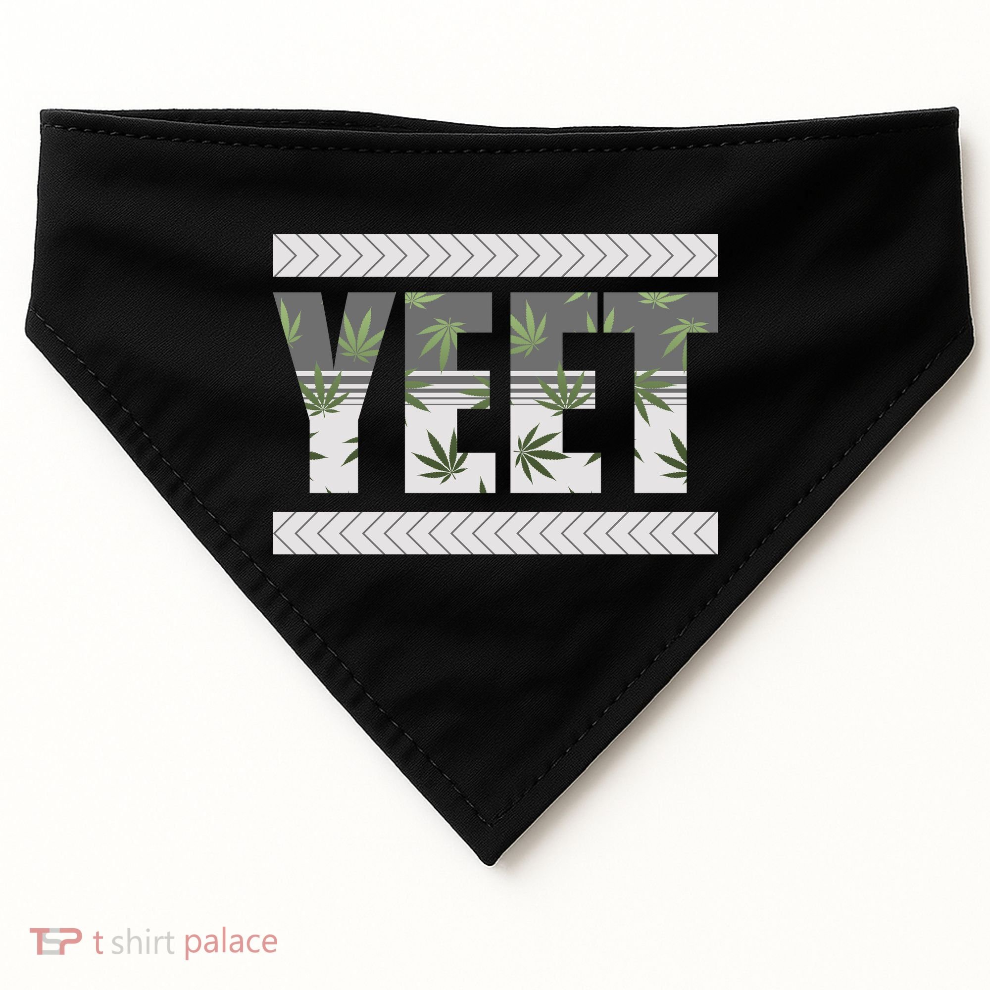 Yeet Meme Cannabis Leaf Pattern USA-Made Doggie Bandana