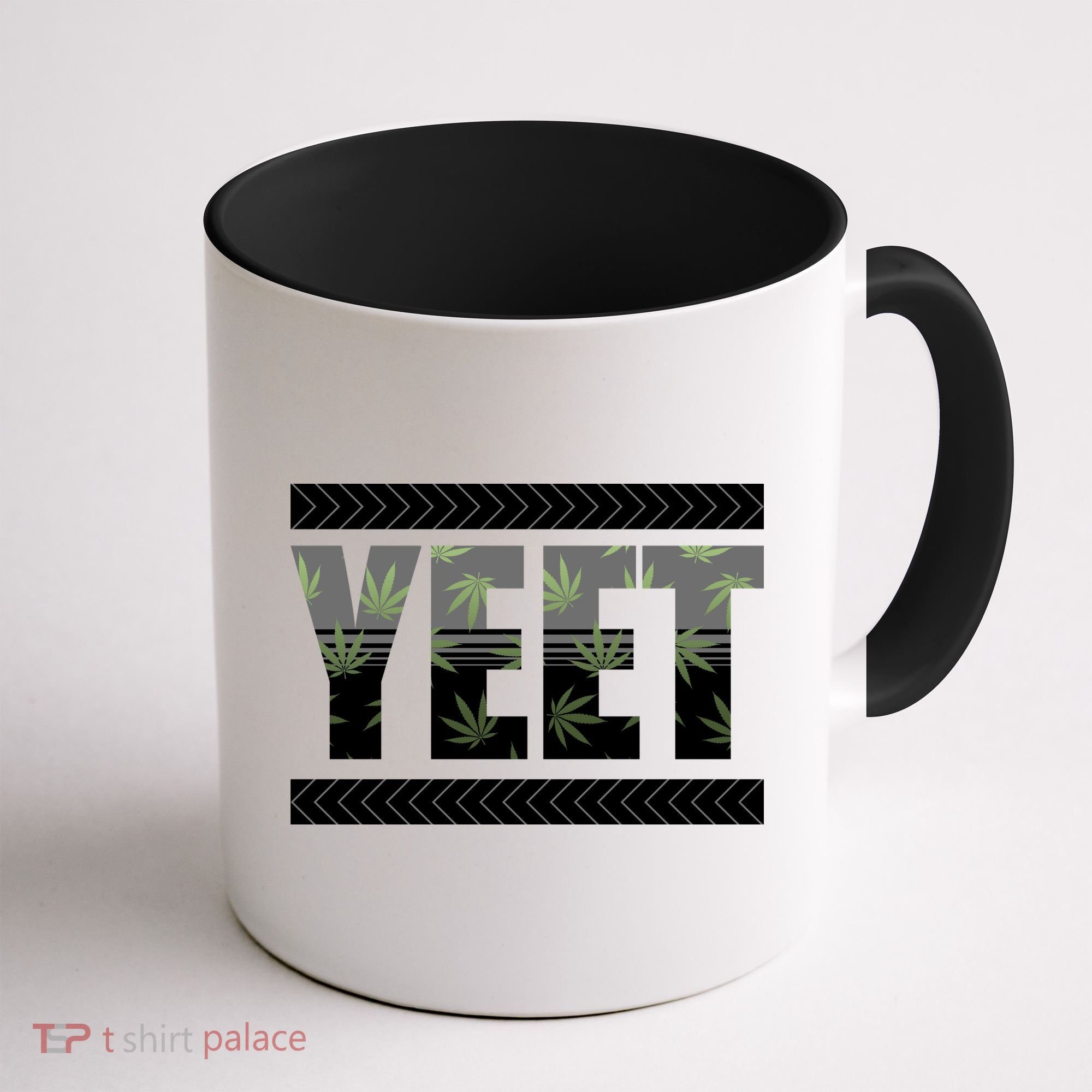 Yeet Meme Cannabis Leaf Pattern Coffee Mug