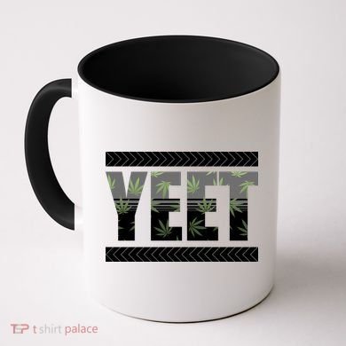 Yeet Meme Cannabis Leaf Pattern Coffee Mug