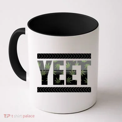 Yeet Meme Cannabis Leaf Pattern Coffee Mug