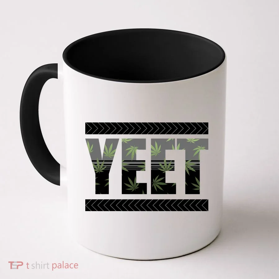 Yeet Meme Cannabis Leaf Pattern Coffee Mug