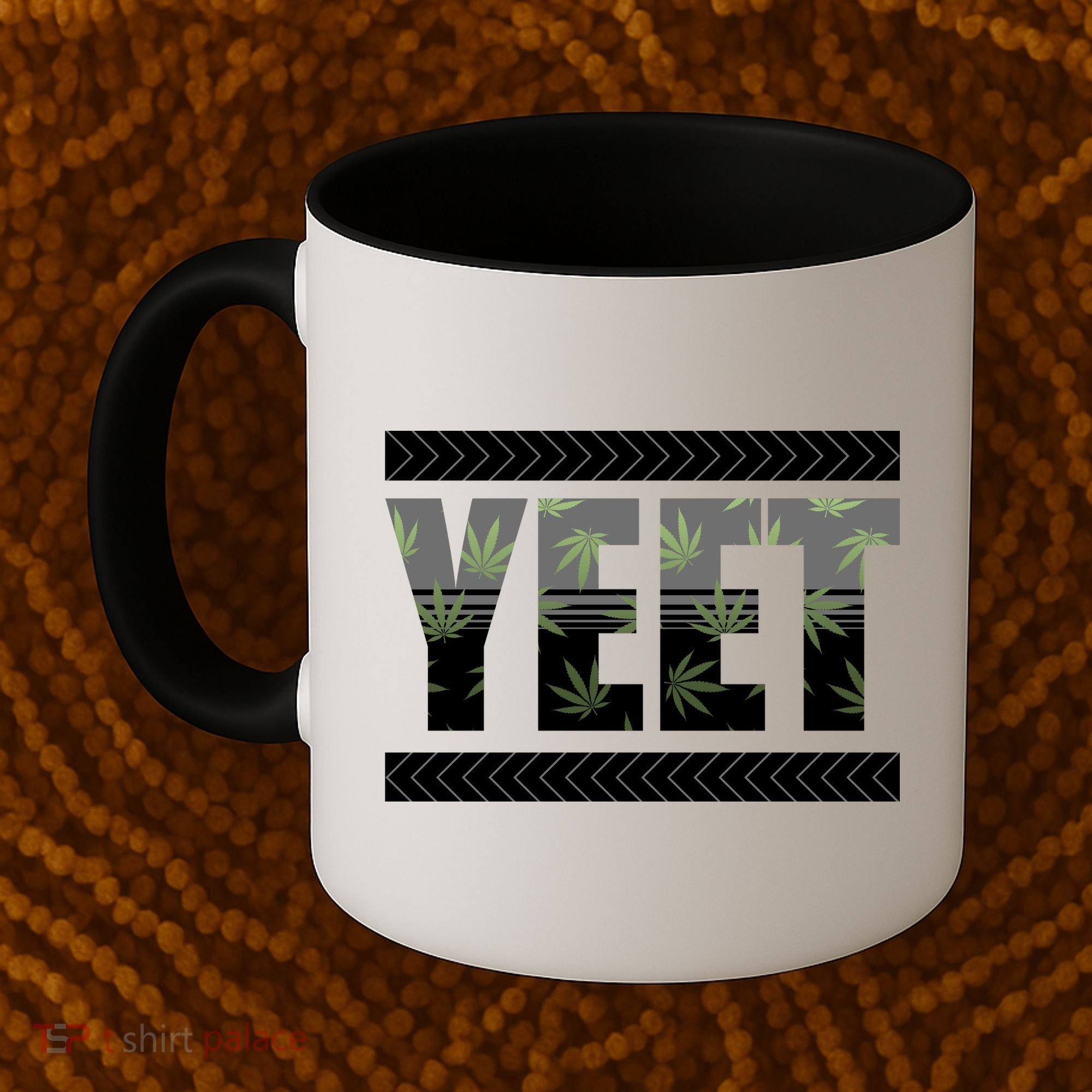 Yeet Meme Cannabis Leaf Pattern Coffee Mug