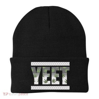 Yeet Meme Cannabis Leaf Pattern Beanie