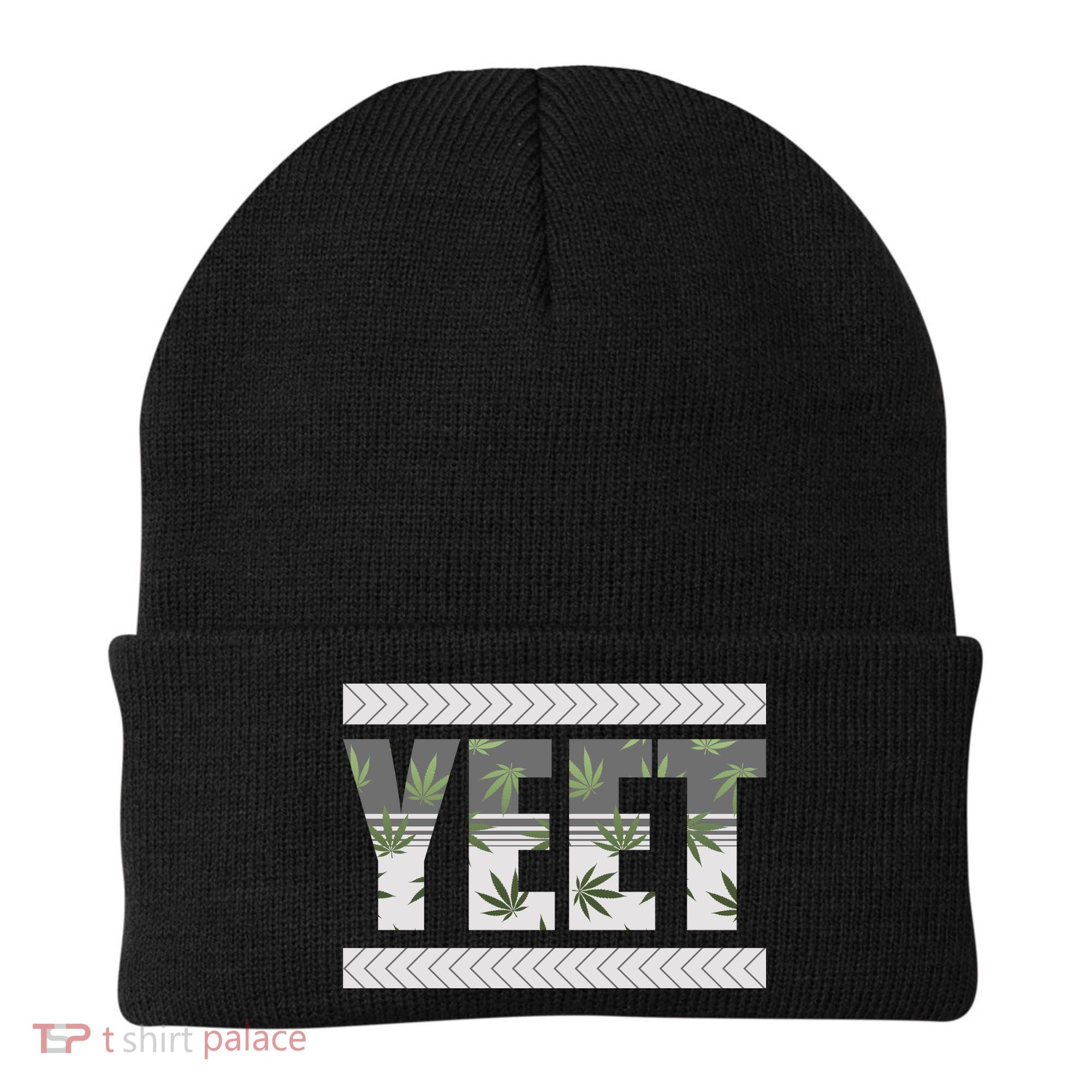 Yeet Meme Cannabis Leaf Pattern Beanie