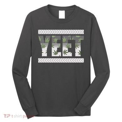 Yeet Meme Cannabis Leaf Pattern Long Sleeve Shirt