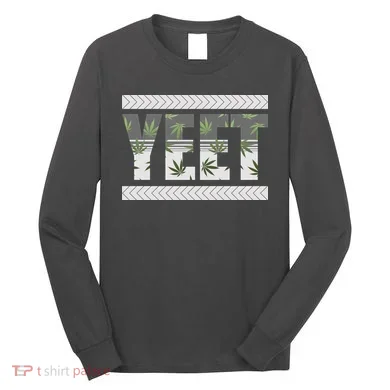 Yeet Meme Cannabis Leaf Pattern Long Sleeve Shirt