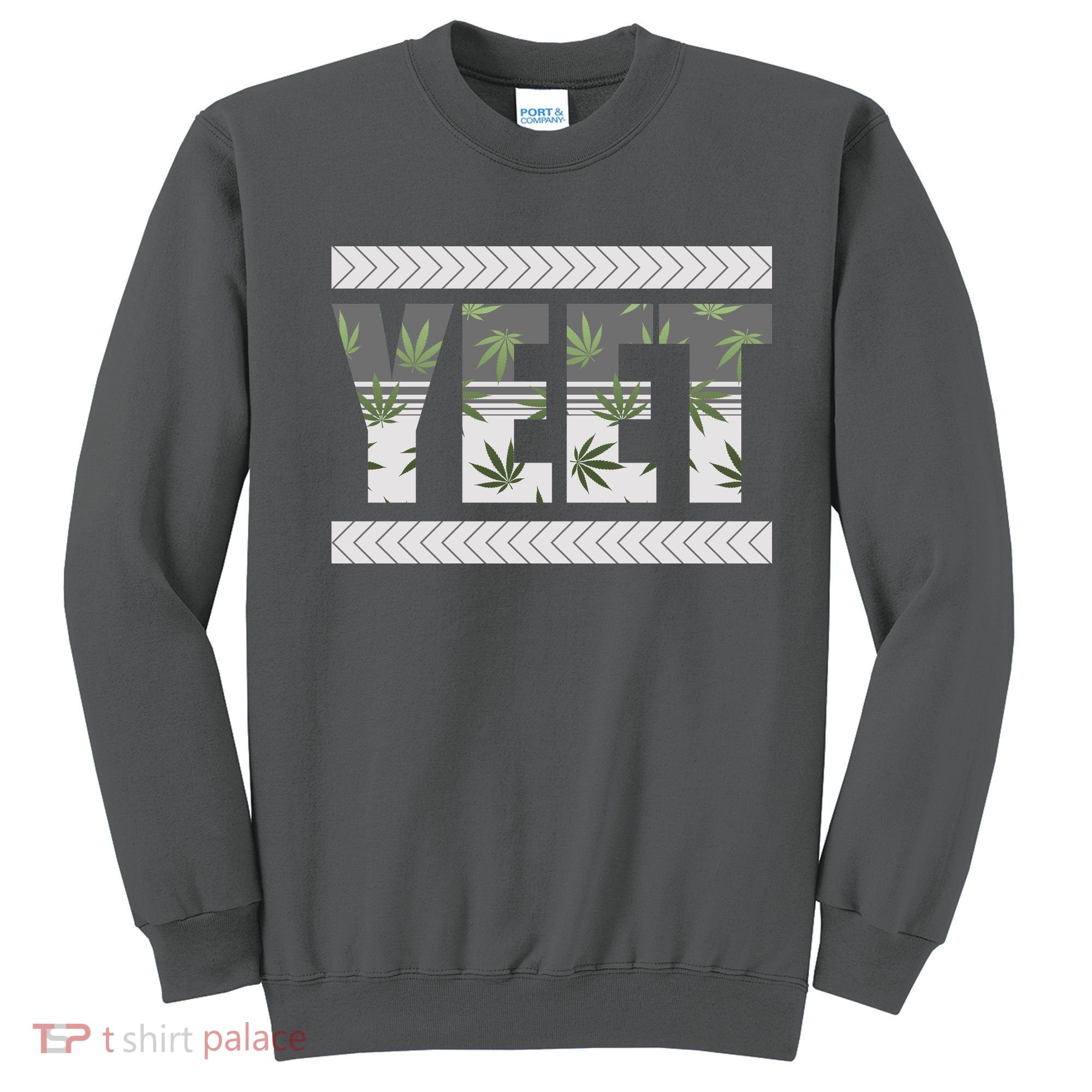 Yeet Meme Cannabis Leaf Pattern Sweatshirt