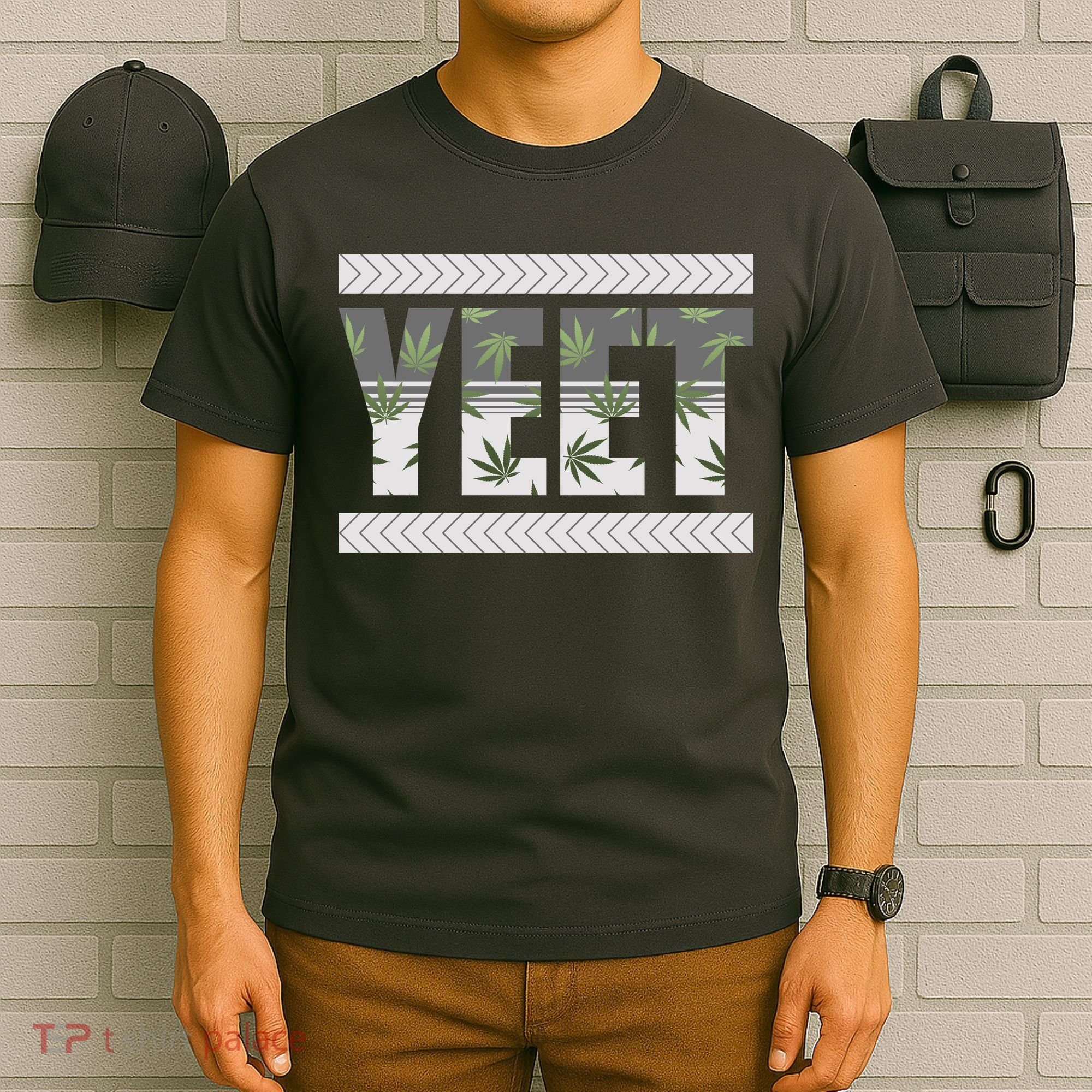 Yeet Meme Cannabis Leaf Pattern T-Shirt