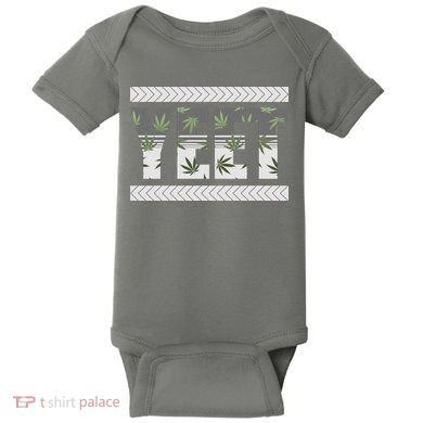 Yeet Meme Cannabis Leaf Pattern Baby Bodysuit