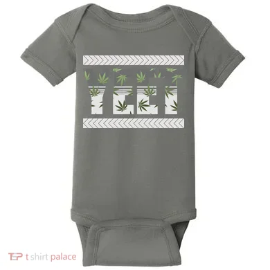 Yeet Meme Cannabis Leaf Pattern Baby Bodysuit