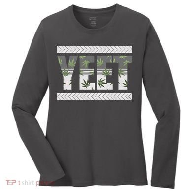 Yeet Meme Cannabis Leaf Pattern Women's Long Sleeve Shirt