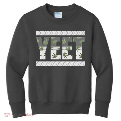 Yeet Meme Cannabis Leaf Pattern Kids Sweatshirt