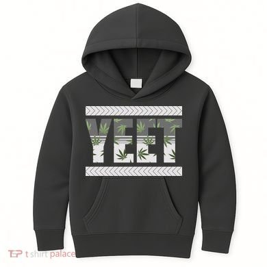 Yeet Meme Cannabis Leaf Pattern Kids Hoodie